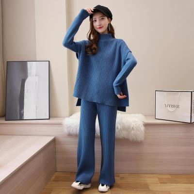 China Anti-wrinkle 8996 Korean Winter Knit Slim O-neck Sweater + Half High Neck Sleeveless Vest + High Waist Straight Leg Pants Three Piece Set for sale