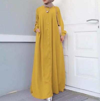 China Breathable CL07 2022 Muslim clothing plus size women spring summer cardigan long dresses solid color abaya for sale