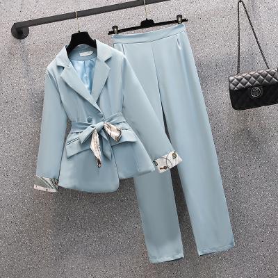 China RT390 Anti-pilling women's office suit fashion fashion long sleeve blazer and formal pant set + 2 piece set blazer outfit for sale