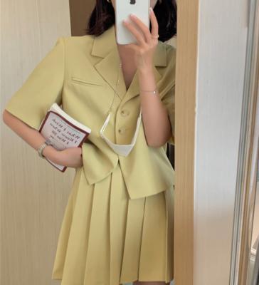 China RT392 Women's Anti-pilling Belt Loose Lapel Collar Long Sleeve High Waist Pant Suits Set Blazer Coat for sale