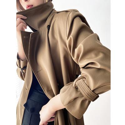 China AS350 Women's Autumn Fashion Short Length Front Wrap Double Breasted Trench Coat Viable With Detachable Belt for sale