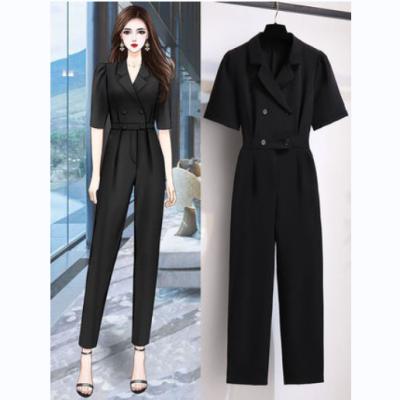 China DZ041 Women's Summer Fashion Shorts QUICK DRY New Sheaths Lapel Chiffon Overalls Simple Overalls for sale