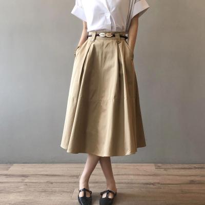 China SK0001 breathable ladies loose line skirt a solid temperament with the skirts down to the knee of the button of the new casual summer women's pockets for sale