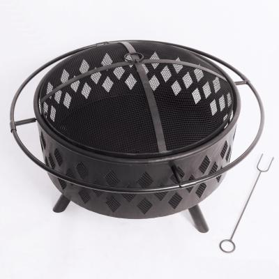 China Factory Supply Iron Around Design Big Fire Mine BBQ Table Fire Pit Set Cast Iron Fireplace Fire Pit For Outdoor for sale