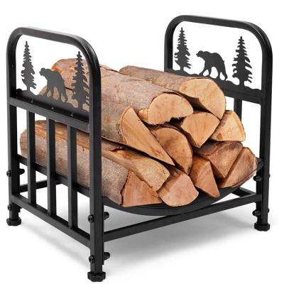 China Decorative Metal Indoor or Outdoor Firewood Racks Storage Log Rack Fireplace Steel Log Steel Wood Racks for sale