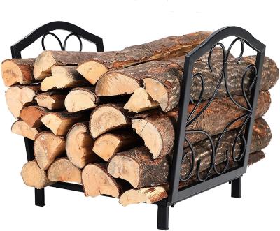 China Metal Powder Coated Metal Firewood Racks Outdoor or Indoor Log Rack Fireplace Log Rack for sale