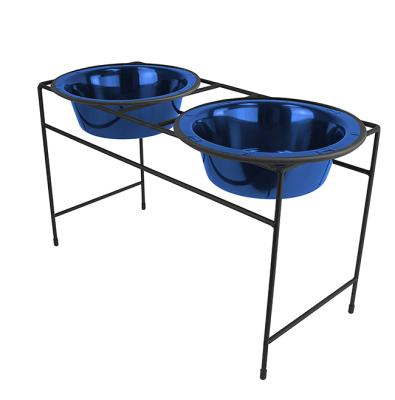 China Auto Free Sample Best Choice Blue Amazon Bowls Products Double Raised Woosen Pet Bowl Ceramic Marble Holder for sale