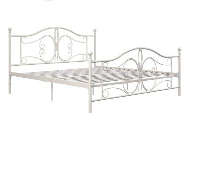 China Traditional Bookcase Headboard Design Metal Bed Frame King Size White Wrought Iron Platform Bed for sale