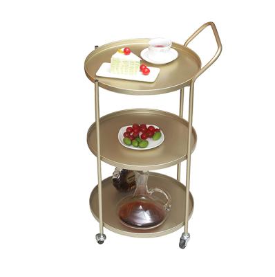 China Wholesale Modern Round 3 Tiers Large Capacity Modern Hotel Multi Function Good Price Factory Headed Supply Metal Dining Trolley for sale