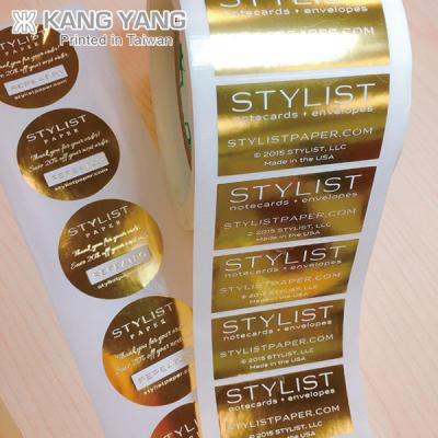 China Waterproof Customized Gold Foil Adhesive Label Sticker Roll for sale