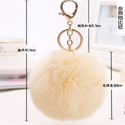 China Promotion Wholesale Cute Custom Design 3D Personal Logo Rabbit Fur Ball Mini Pom Poms Keychains for sale