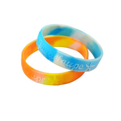 China Casual/Sports Promotional Gifts Custom Design Rubber Logo Wristband Rainbow Silicone Band Wristbands for sale