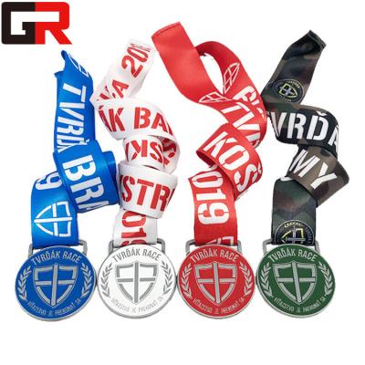 China Custom White 3D Marathon Award Medal Europe Finisher Metal Hanger Running Sports Medals for sale