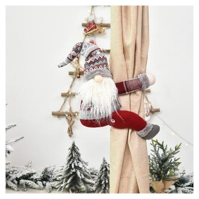 China Wholesale Fashionable Cute Gray Red Hat Christmas Doll Ornaments, 28*26*7cm Wholesale Sensitive Christmas Dolls Hanging Decoration for sale