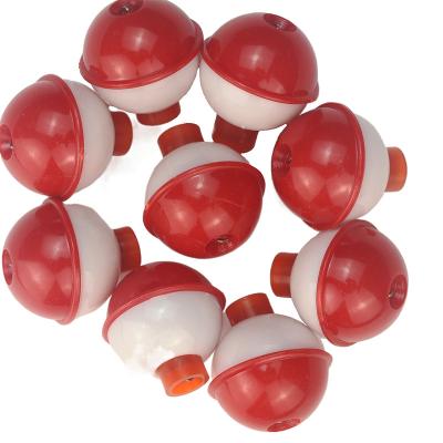 China Wholesale High Buoyancy 1 inch red and white hard ABS plastic clip on fishing floats around snap on bobbers for sale