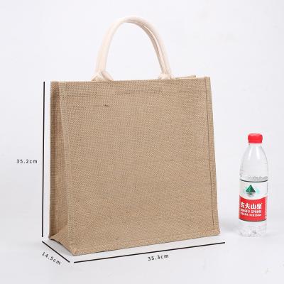 China Custom High Quality White Tote Bag Handled Canvas PVC Laminated Waterproof Hessian Jute Sack wit your own logo for sale