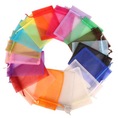 China Eco-friendly Wholesale Colorful Clear Gift Mesh Pouch Custom Logo Organza Organza Bags for sale