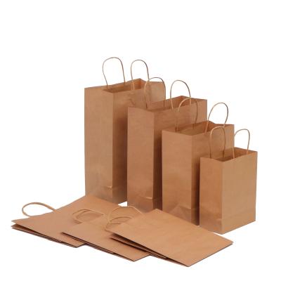 China Recyclable Wholesale Logo Brown 120 /150 Gsm Custom Packaging Take Away Kraft Paper Bag for sale