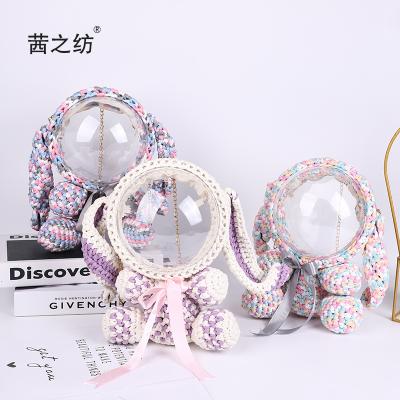 China Fashion Factory Custom Multicolors Bunny Acrylic Knitting Bag Transparent Lop-eared Rabbit Knitting Bag for sale