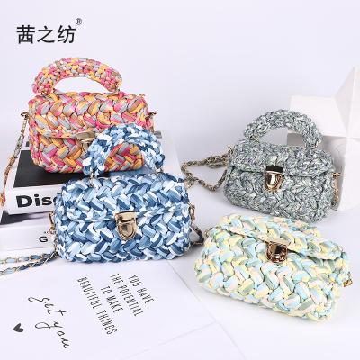 China Fashion Factory Customized Fashion Hand Knitted Bag DIY Crochet Knitting Bag Women's Shoulder Messenger Bag for sale