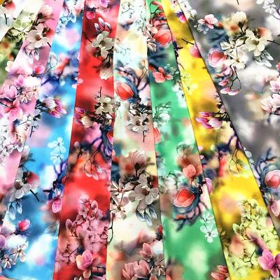 China 2019 New Arrival 100% Polyester 75d Super Soft Flower Design Paper Printed Fabric for sale