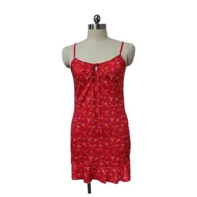 China 2021 Summer New Brand Washable Women's French Elegant Slim Floral Satin Sling Dress for sale