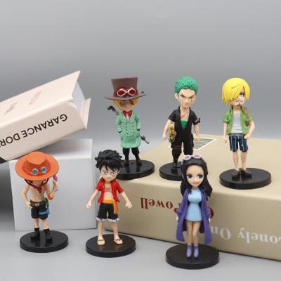 China Japanese one piece action numbers TOY Wholesale 6pcs anime MODELS small set 7.5cm zoro sanji cartoon PVC luffy figures for sale