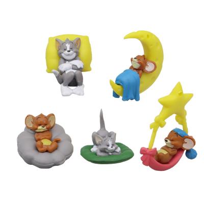 China Decoration Most Popular Cartoon Characters Toys Cat and Mouse Tom/Jerry Set of Toys 5pcs for Kids Birthday Party Ornament for sale