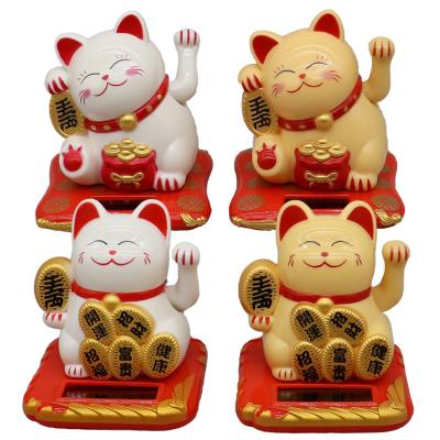 China Fast Delivery Chinese Lucky Style Factory Wholesale Cute Hand Fortune Solar Powered Lucky Waving Cat As Ornament Or Gifts for sale