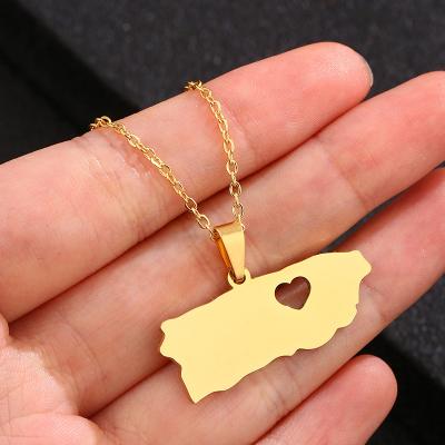 China Fashion Ethnic Gold / Silver Color Puerto Rico Map Pendant Necklaces Puerto Ricans Map Charm Jewelry for sale