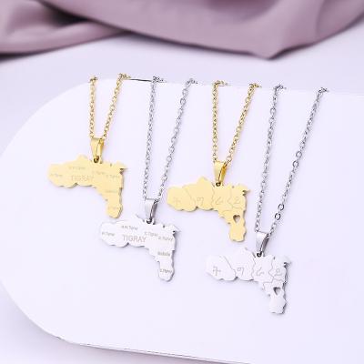 China New Hiphop Ethlyn 2022 Gold Color/Silver Color Ethiopia Tigray Region Pendant Necklaces African Jewelry For Women Girls for sale