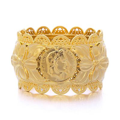 China New Ethlyn Dubai Style CLASSIC Jewelry Napoleon Coin Big Bangle For Women Gold Plated Bangles African / India Middle East Items B68 for sale