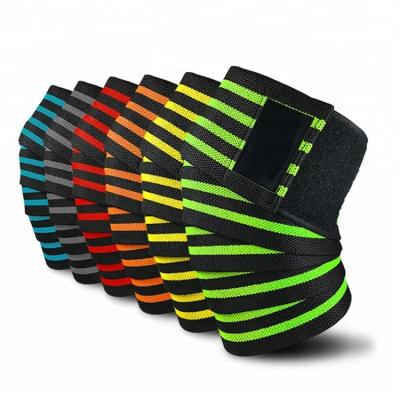 China Breathable Custom Elastic Heavy Duty Fitness Weightlifting Knee Wraps Powerlifting for sale