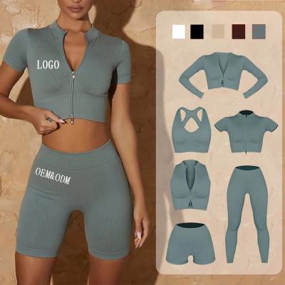 China Fitness Yoga Wear 5PCS Antibacterial Wholesale Workout Women Gym Seamless Sets for sale