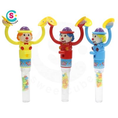 China Capsule Toys Halloween Blow Gong Clown Candy Toys for sale