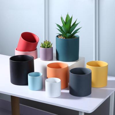 China Eco-friendly Solid Colored Ceramic Flower Pot Custom Glazed Indoor Outdoor Ceramic Planters Pot For Garden for sale