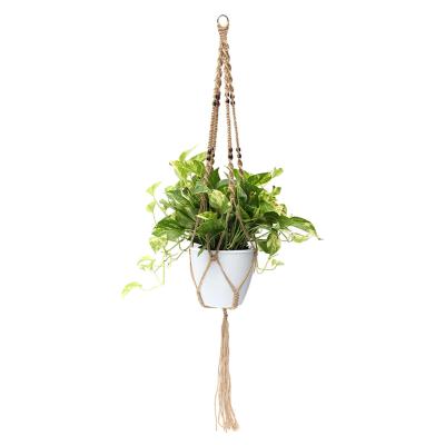 China Eco-friendly Most Popular Cotton Rope Plant Hanger Rack Indoor Outdoor DIY Woven Decorative Macrame Flower Pot Holder Basket for sale