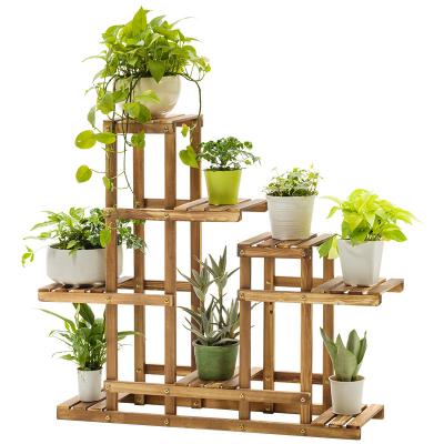 China Customized Convertible Multi Tier Bamboo Plant Stand Wood Buries Flower Display Plant Stand for sale