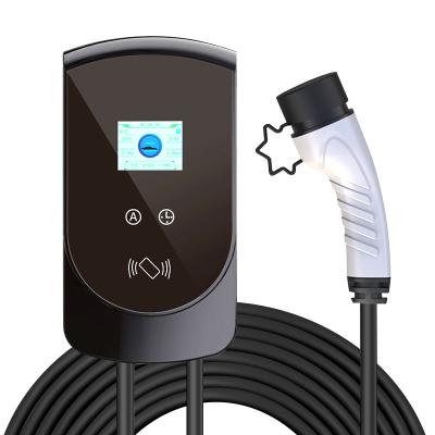 China ABS Electric Vehicle Charging Station (Injection) With 28FT Cable Waterproof Leak Proof Swipe Smart Electric Car EV Wall Charger 7KW 32A for sale