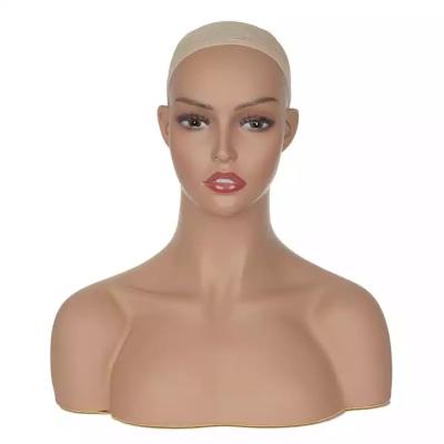 China Shiny Stand African American Mannequin Head Wig Display Mannequin Head Show PVC Head for sale