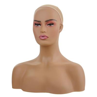 China Realistic African American Mannequin Head Wig Display Shinning Glossy PVC Head Stand for sale