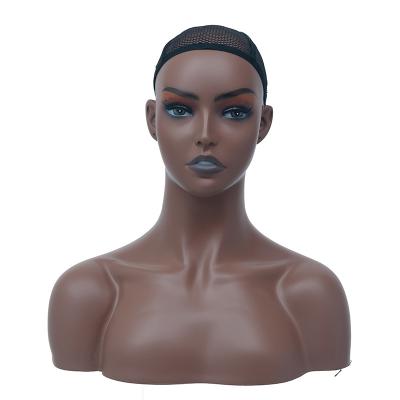 China Shiny Stand African American Mannequin Head Wig Display Mannequin Head Show PVC Head for sale