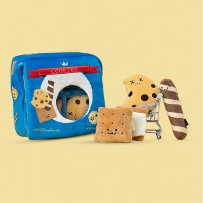 China New Design Viable Plush Educational Toy Goods In Stock Cookie Box Chew Toys Squeaky Dog Toy Plush Pet oys for sale