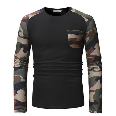 China Anti-Wrinkle OEM Factory Custom Mens Spring Style Splice Long Sleeve Raglan Pattern T Shirt Breathable T Shirt Fabric Oversized Top for sale