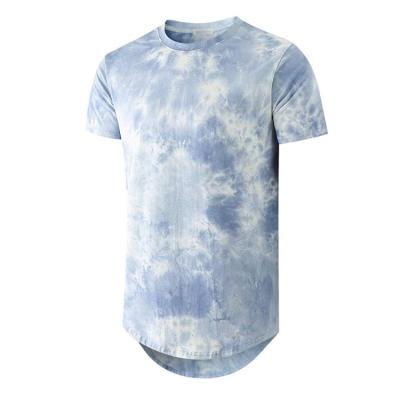 China Compressed Trendy Men Tie Dye Hip Hop T-shirt Long Sleeve Breathable Spandex/Cotton Tops Individuation Short Casual Adults for sale