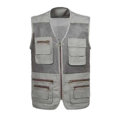 China Factory Wholesale High Quality Anti-wrinkle Customized Mesh Travel Vest Multi Pockets Mens Made Outdoor Fishing Safari Sleeveless Jacket for sale