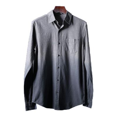 China New European Style Fashionable Men's Casual Dress Shirt S-6XL Large Size Dip Dye Cotton Shirt Anti-pilling Full Sleeve Dress Shirt for sale