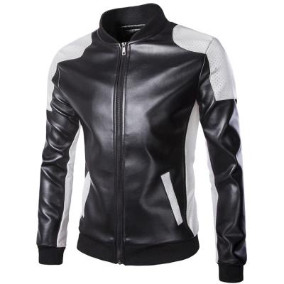 China 2020 Hot Selling Waterproof Fashionable Mens Leather Jacket Black And White Custom Motorcycle Jacket for sale