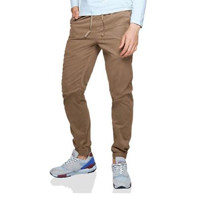 China 2020 Latest Flat Top Wholesale European Style Men's Twill Pants Elastic High Waist Jogger Jogger Pants For Men for sale