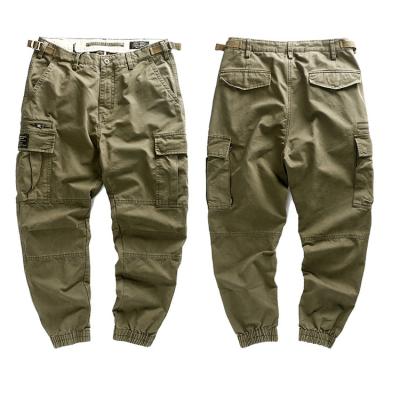 China 2020 Breathable New Fashion 100% Cotton Twill Increasing Pants Army Green Pockets Jogger Pants Big Cargo Sports Pants Fashionable Trousers for sale